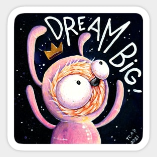 Dream Big! Cute cartoon bunny in pink pajama Sticker